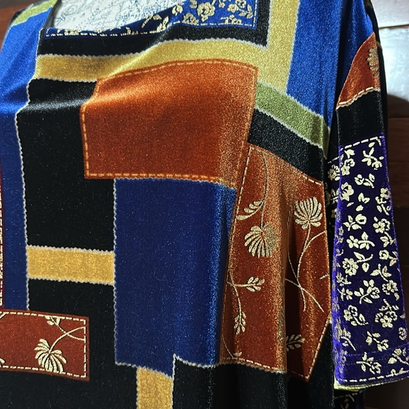 Vintage Blair Multicolor Patchwork Velor Blouse - Picture 6 of 10